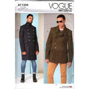 Vogue R11244 Mens 40 to 46 Lined Double Breasted Coat Uncut Sewing Pattern